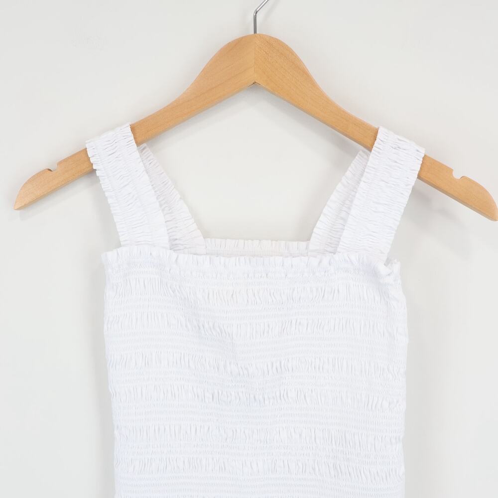 Madewell 100% Cotton Poplin Smocked Cropped Slim Fit Tank White Size XXS - Picture 6 of 9
